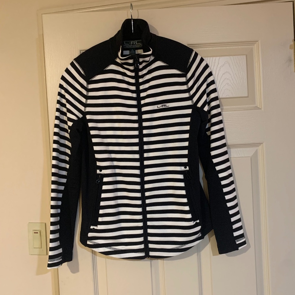 Lauren Ralph Lauren Active Black/White Striped Jacker sz S